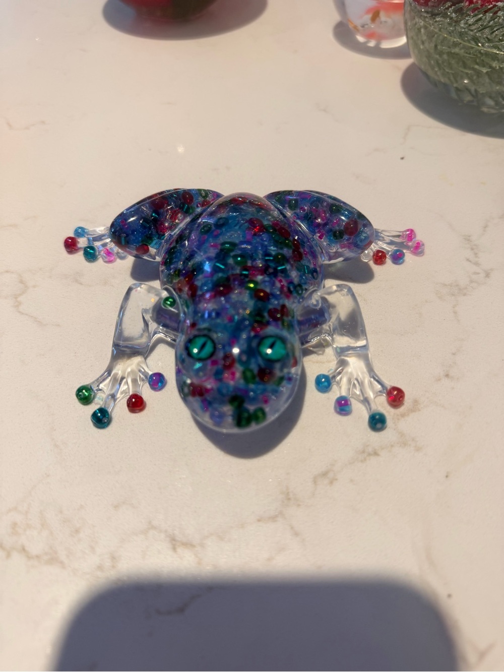 Handblown resin  Frog Figurine - Multicolor